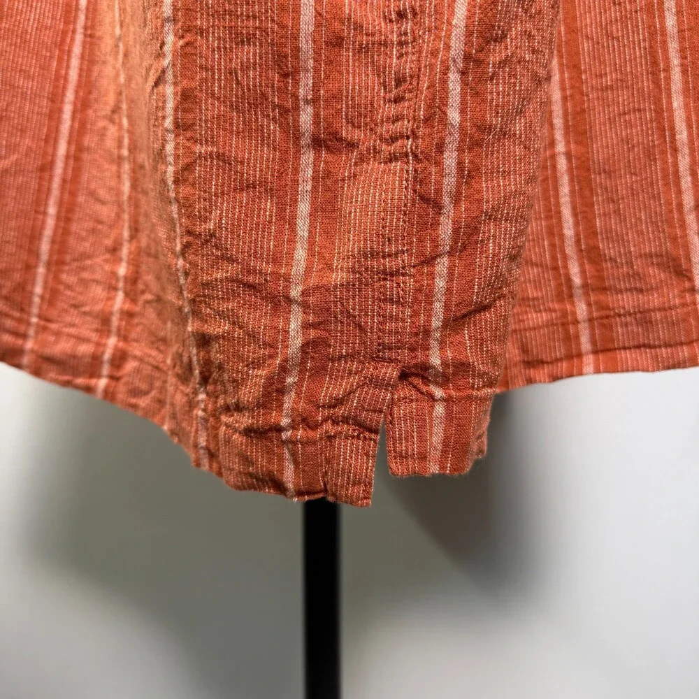 Mutual Weave Men's Linen Cotton Short Sleeve Casual Shirt Sz 3XLT Orange Stripe